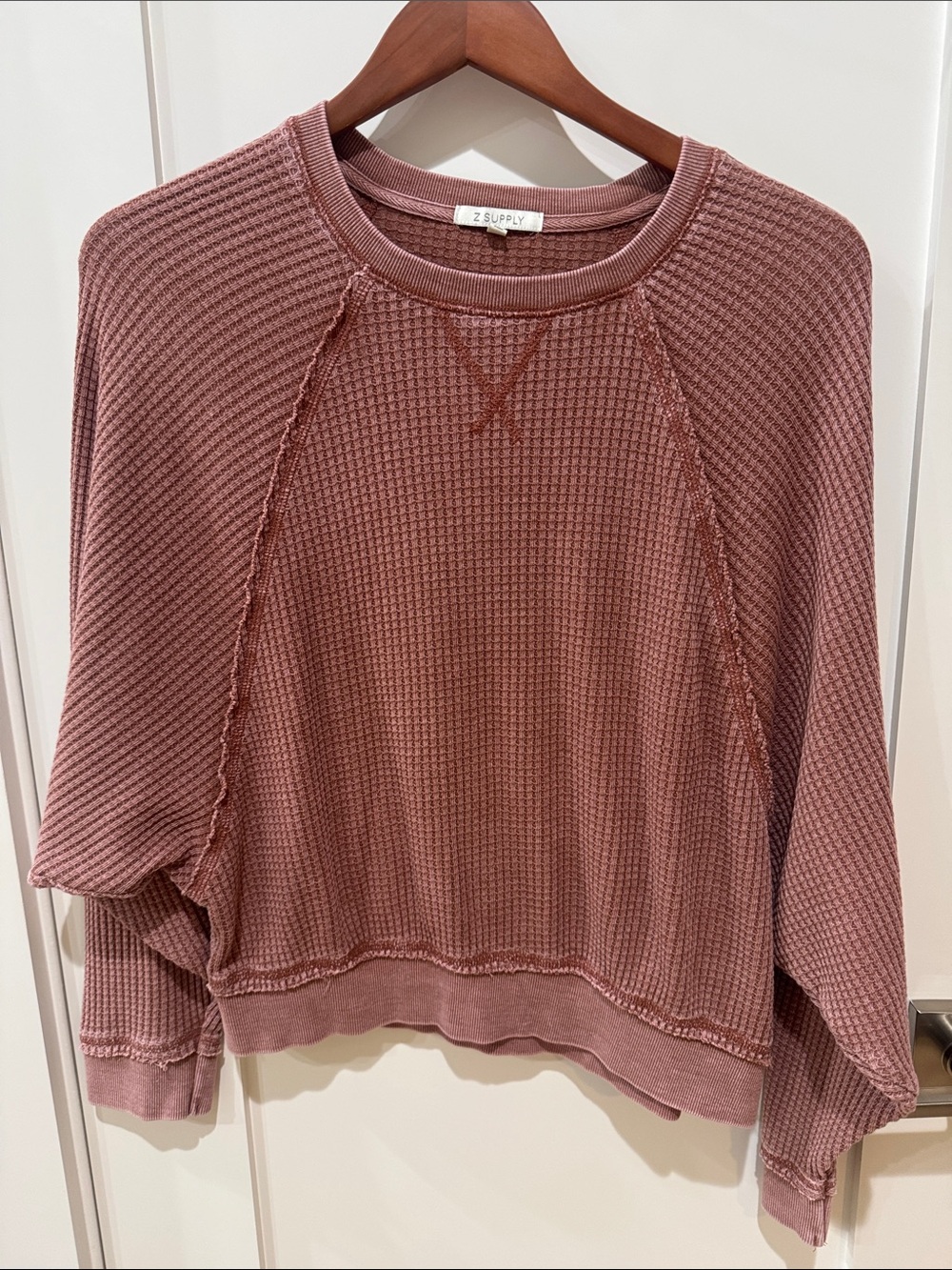 Z Supply Dusty Mauve Waffle Pullover Sweatshirt